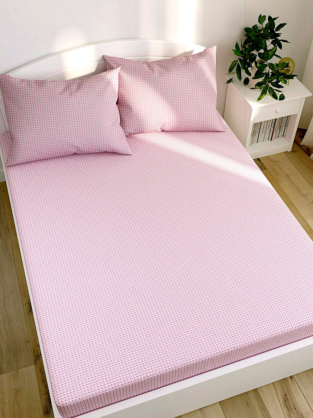 Простынь Сказка "Вязание розовое" 240х215 см, перкаль