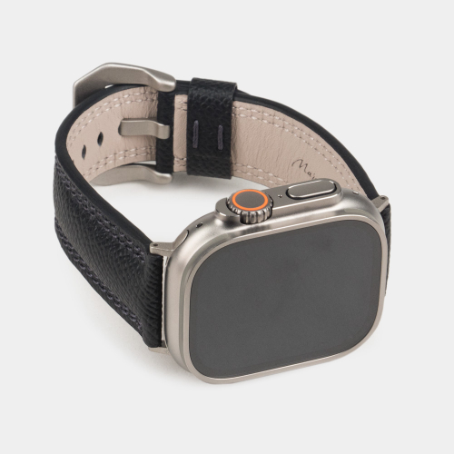 Ремешок для Apple Watch Ultra 49mm из кожи сафьяно, черного цвета