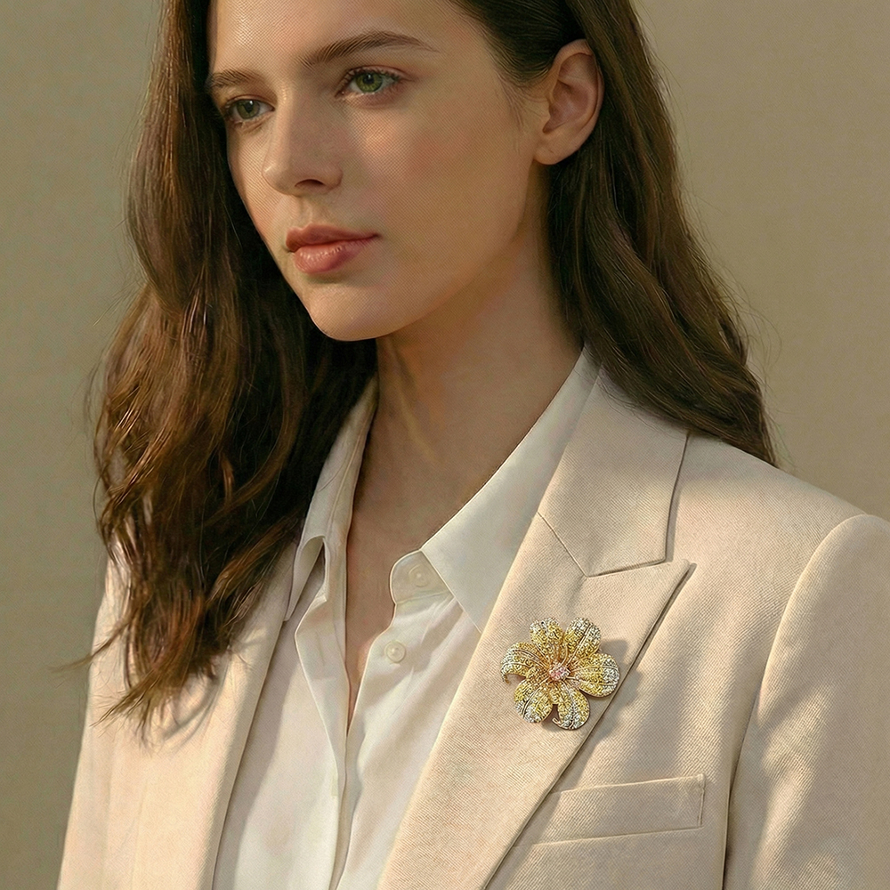 Брошь Fiore Luna ВИОЛА Zircon XR04099 G