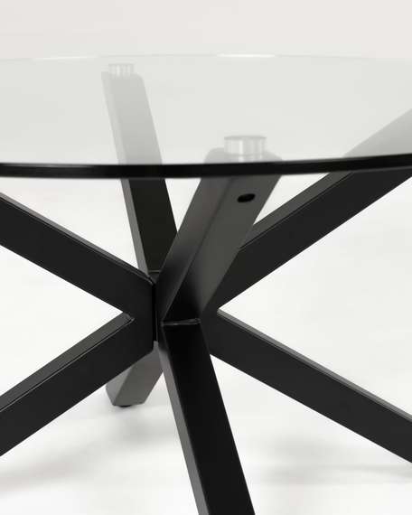 Стол Argo Ø120 см, стеклянная столешница, черные ножки