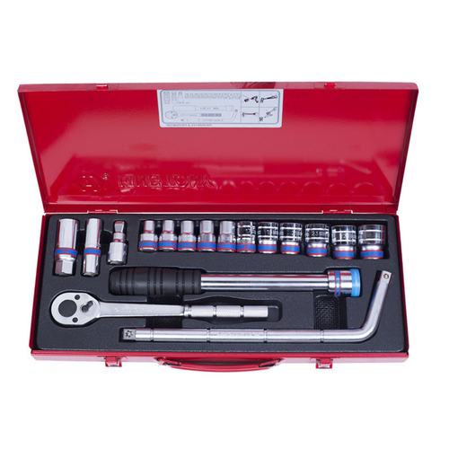 KING TONY (4518MR) Набор торцевых головок с принадлежностями 1/2", 6-гранные, 10-27 мм, 17 предметов