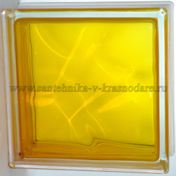 Купить Стеклоблок медовый волна окрашенный изнутри  Vitrablok  19x19x8