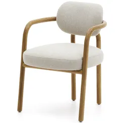 Стул Melqui из массива дуба с бежевой обивкой