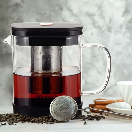 Стеклянный заварочный чайник 1 л. Ofenbach NB 100612M с ситечком