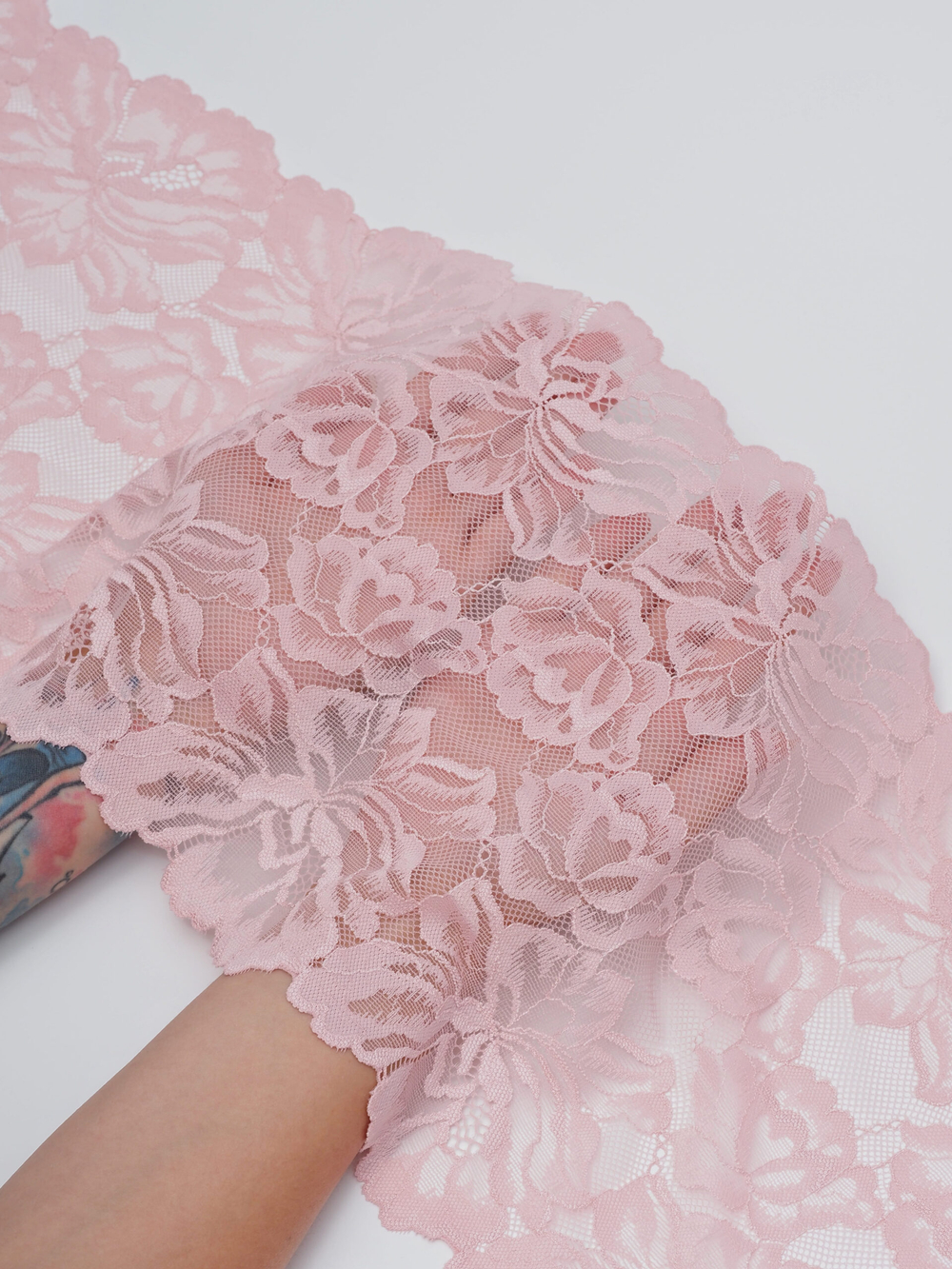 Эластичное кружево розовая пудра ширина 22 см