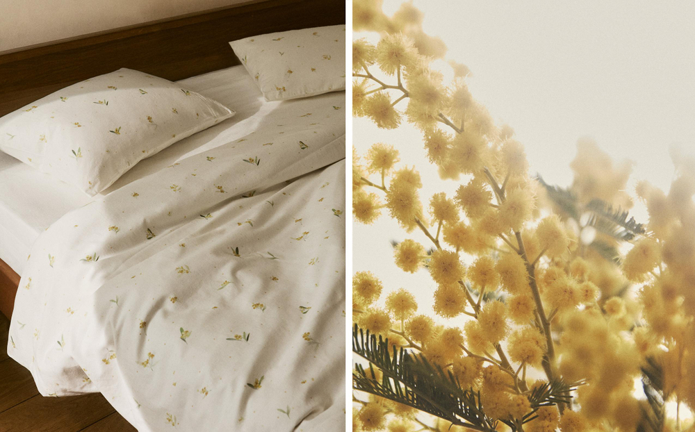 Пододеяльник Zara Home, лён 55%, хлопок 45%, с цветочным принтом, 7116/088