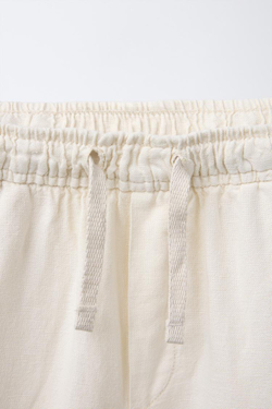 ZARA ШОРТЫ-БЕРМУДЫ ИЗ ЛЬНЯНОЙ ТКАНИ, ЭКРЮ