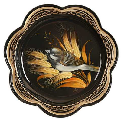 Жостовский поднос декоративный, размер 18 см (A1), металлический