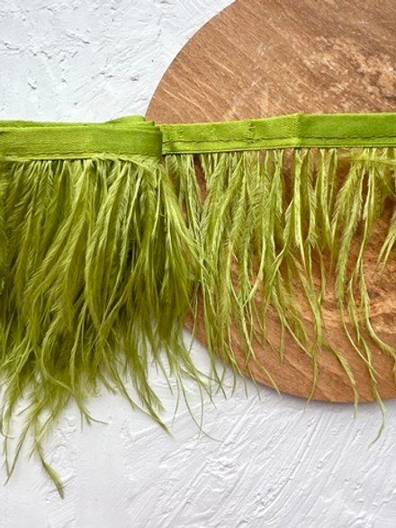 Перо страуса на ленте, Оливковый (№37)