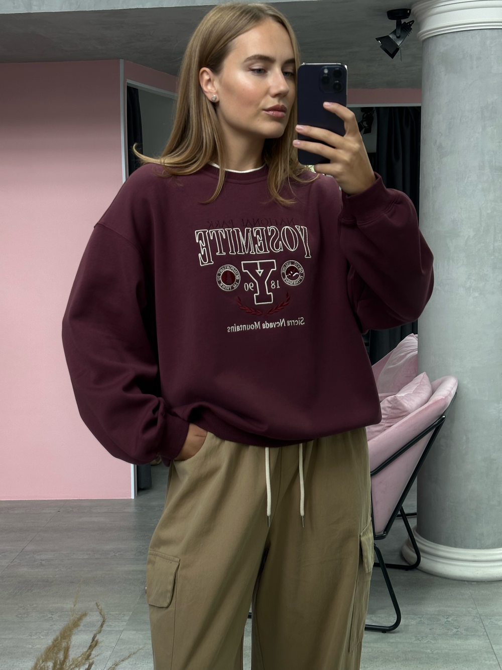 Худи Yosemite винный ( c дефектом)