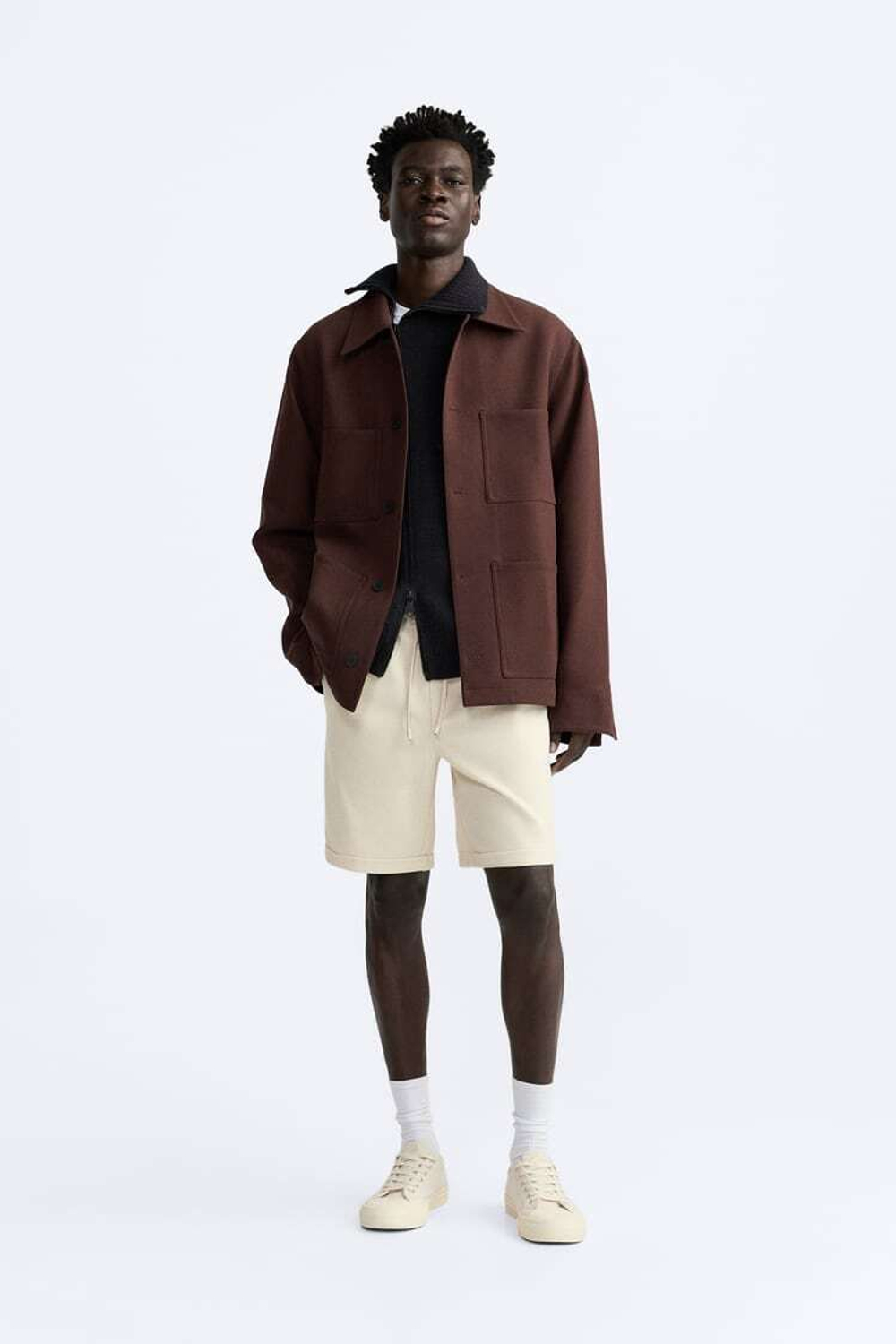 ZARA ШОРТЫ КОМФОРТНОЙ ПОСАДКИ, ЭКРЮ