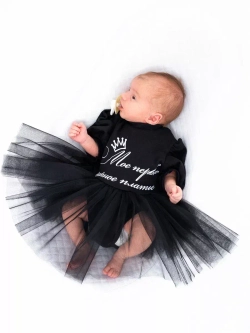 Платье-боди черное для новорожденных