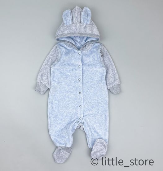 Комбинезон велюровый Голубой меланж (серая отделка)