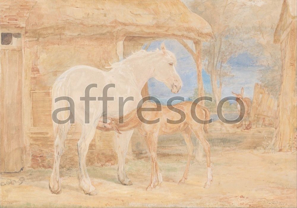 Фреска John Frederick Lewis, Gray Mare and a Chestnut Foal