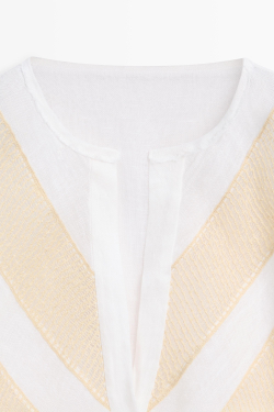 Massimo Dutti Струящаяся рубашка из смесового льна с аппликацией, белый