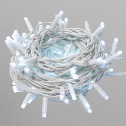 ULD-F90PRO S5M-050-TWK WH Гирлянда светодиодная. 5м. без вилки. С эффектом мерцания. Соединяемая. 50 светодиодов. Белый свет 6000K. IP67. Провод белый. ТМ Uniel