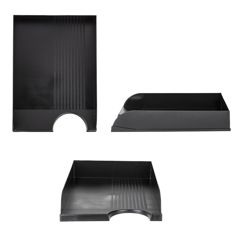 Лоток горизонтальный для бумаг BRAUBERG Standard, 350×253×65 мм, черный.