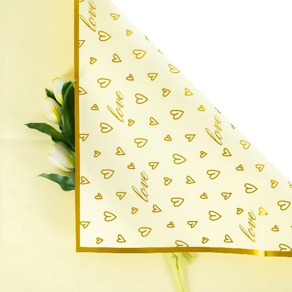 ЛИСТ двусторонняя "Сердечный бум" 57*57см Кремовый/20шт