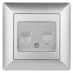 Розетка Intro Solo 4-302-03 телефонная RJ11, СУ, алюминий | Intro Solo