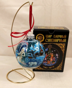Коллекционный елочный шар с росписью Палех "Снежная королева" в коробке