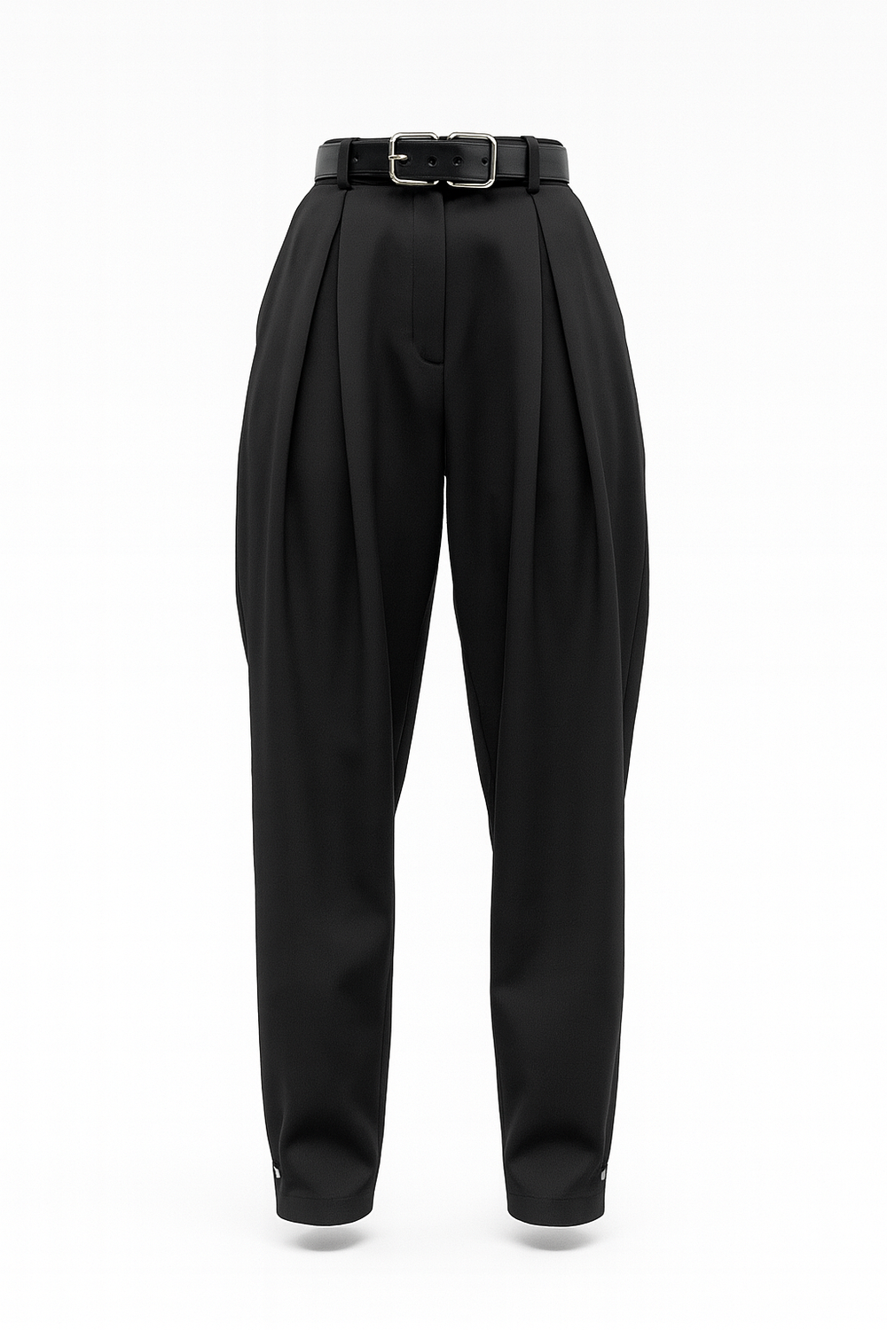 Брюки со складками и ремешком