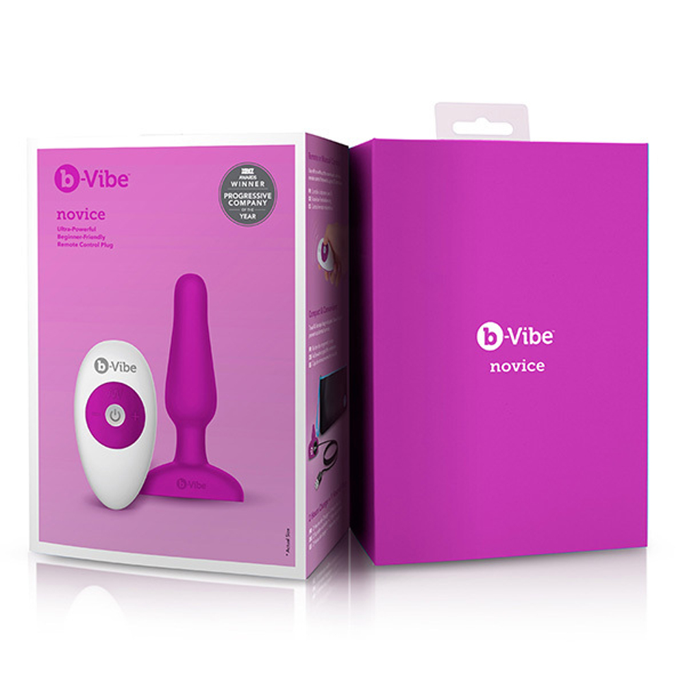 Анальный премиум-миниплаг цвета фуксии 10см b-Vibe Novice Plug BV-004-FUC