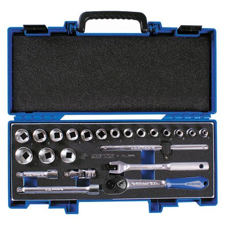 Цена на KING TONY (3523MRV11) Набор торцевых головок с принадлежностями 3/8", 6-гранные, 6-24 мм, 23 предмета