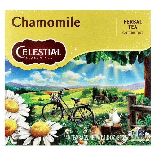 Celestial Seasonings, травяной чай, ромашка, без кофеина, 40 чайных пакетиков по 51 г (1,8 унции)
