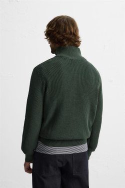 ZARA СВИТЕР С ВЫСОКИМ ВОРОТНИКОМ И ЗАСТЕЖКОЙ-МОЛНИЕЙ, ЗЕЛЕНЫЙ