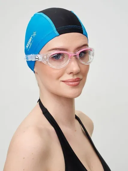 Шапочка для плавания лайкровая Sargan Классика унисекс голубой/черный
