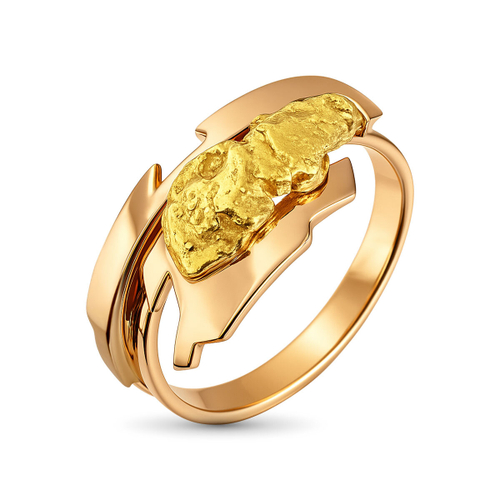 Кольцо из комбинированного золота 750 пробы с самородком