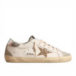 Кеды Women's Super-Star with gold glitter star and ice-gray suede inserts