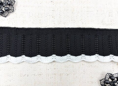 Подвязы трикотажные, ш. 6,5 см, L 145 см, черный с белым