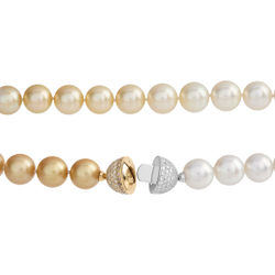 Ожерелье из белого и золотого морского жемчуга, N0017-12/1