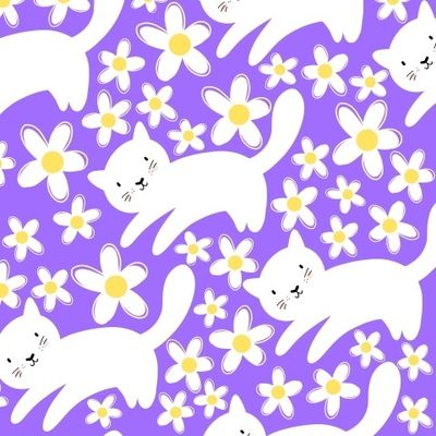 Котики и цветы (детский фон)
