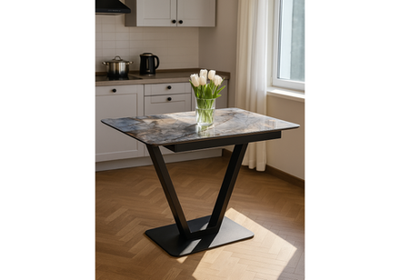 Стол стеклянный Woodville на тумбе Бугун 120х80х77 магеллан, черный