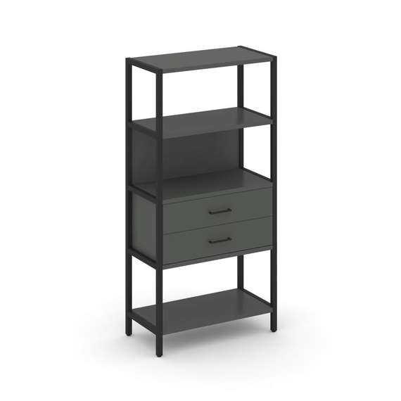 Shelf System Односекционный стеллаж четырехярусный с ящиками SN.STM-412 Антрацит/Металл Черный 810*4