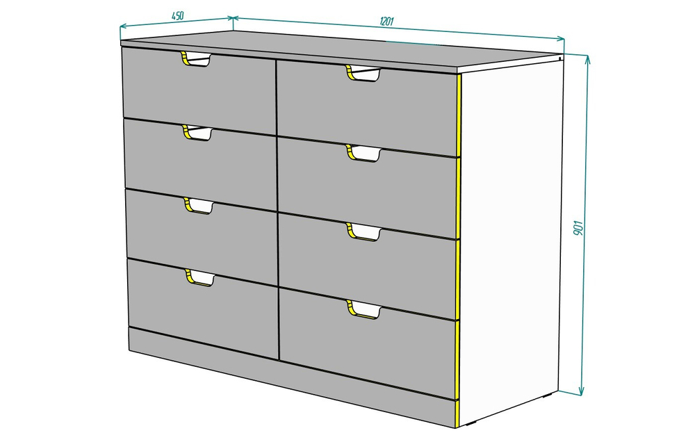 Комод NORDLI 8 120x90 см (МДФ) Белый DM635-6 120*45*90 см, Белый   Фиеста