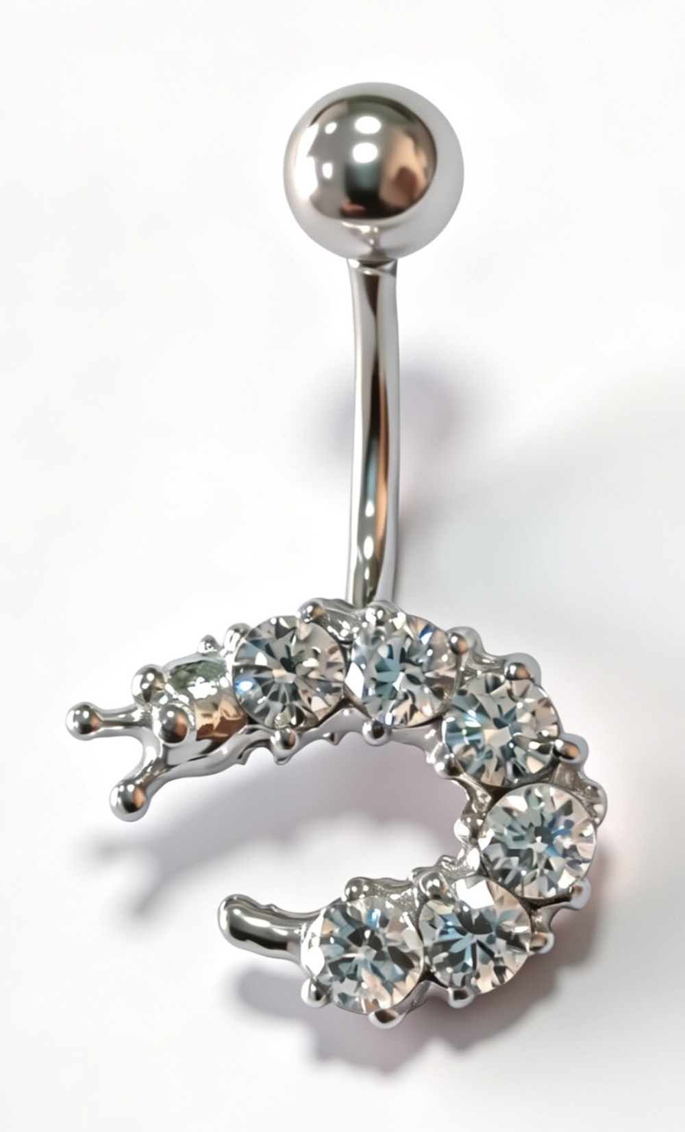 Ювелирный пирсинг "Эстерелла", родированный, с фианитами, серебро 925, 1.53 г