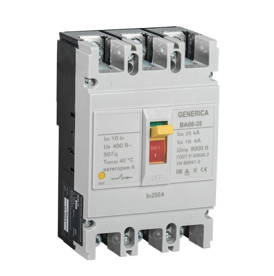 Выключатель автоматический силовой ВА66-35 3Р 250А 25кА GENERICA