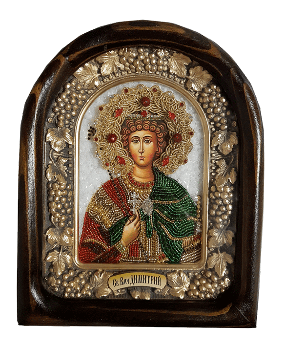 Дивеевская икона великомученик Димитрий, печать, бисер