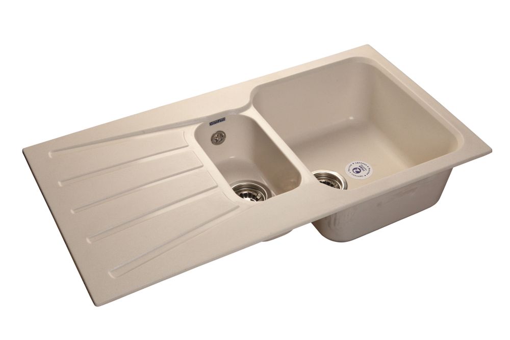 GRANFEST Мойка мрамор STANDART GF-S--940KL  1,5 чаши+крыло 940*495мм    белый арт.GF-