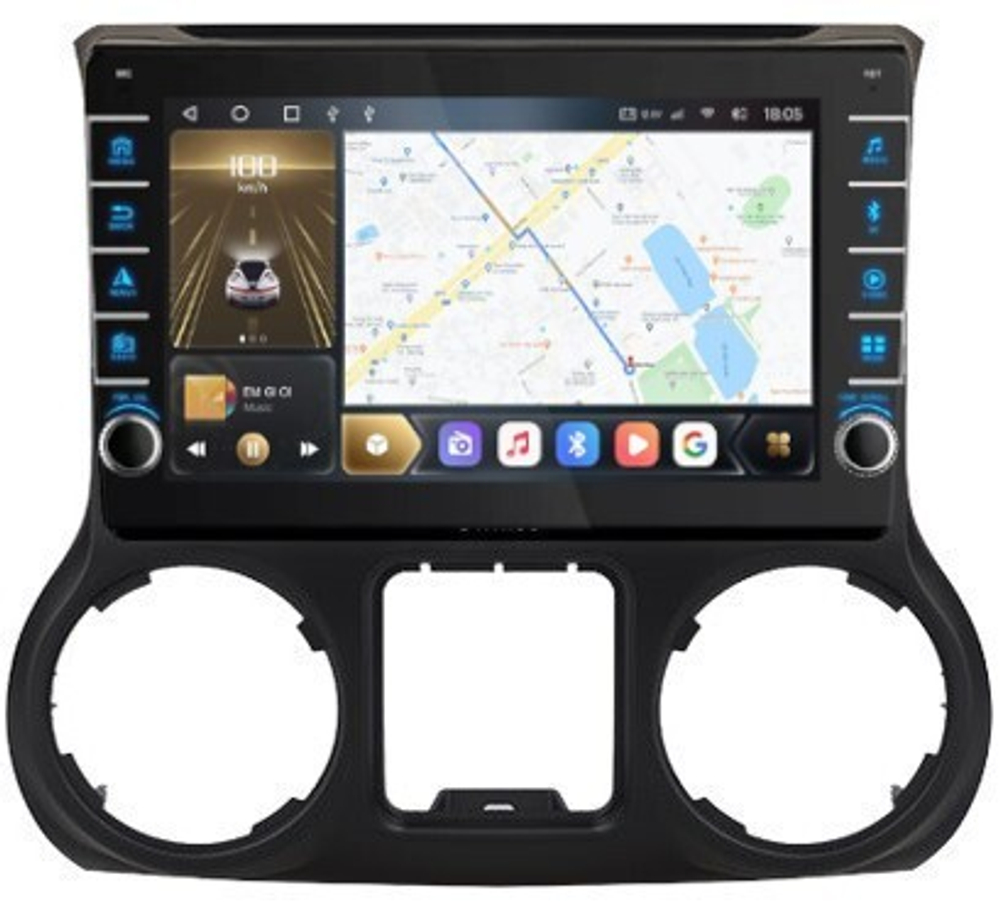Магнитола для Jeep Wrangler 2010-2014 - Carmedia OL-1258-1 (кнопки и крутилки), Android 12, TS10, CarPlay, 4G SIM-слот