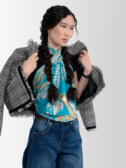 Платок «Тигр Еврейской автономной области. Аквамарин»