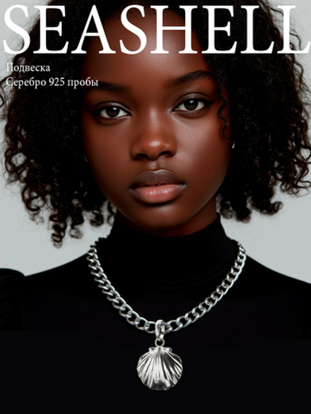Подвес Ракушка морская из серебра