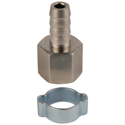 OPT-73010HF Штуцер пневматический ёлочка с обжимным кольцом, внутренняя резьба 3/8", 10 мм