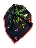 Платок «Русский полевой букет» чёрный 100% шёлк