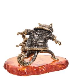 Народные промыслы AM-2222 Фигурка «Кот и мышка Банда» (латунь, янтарь)