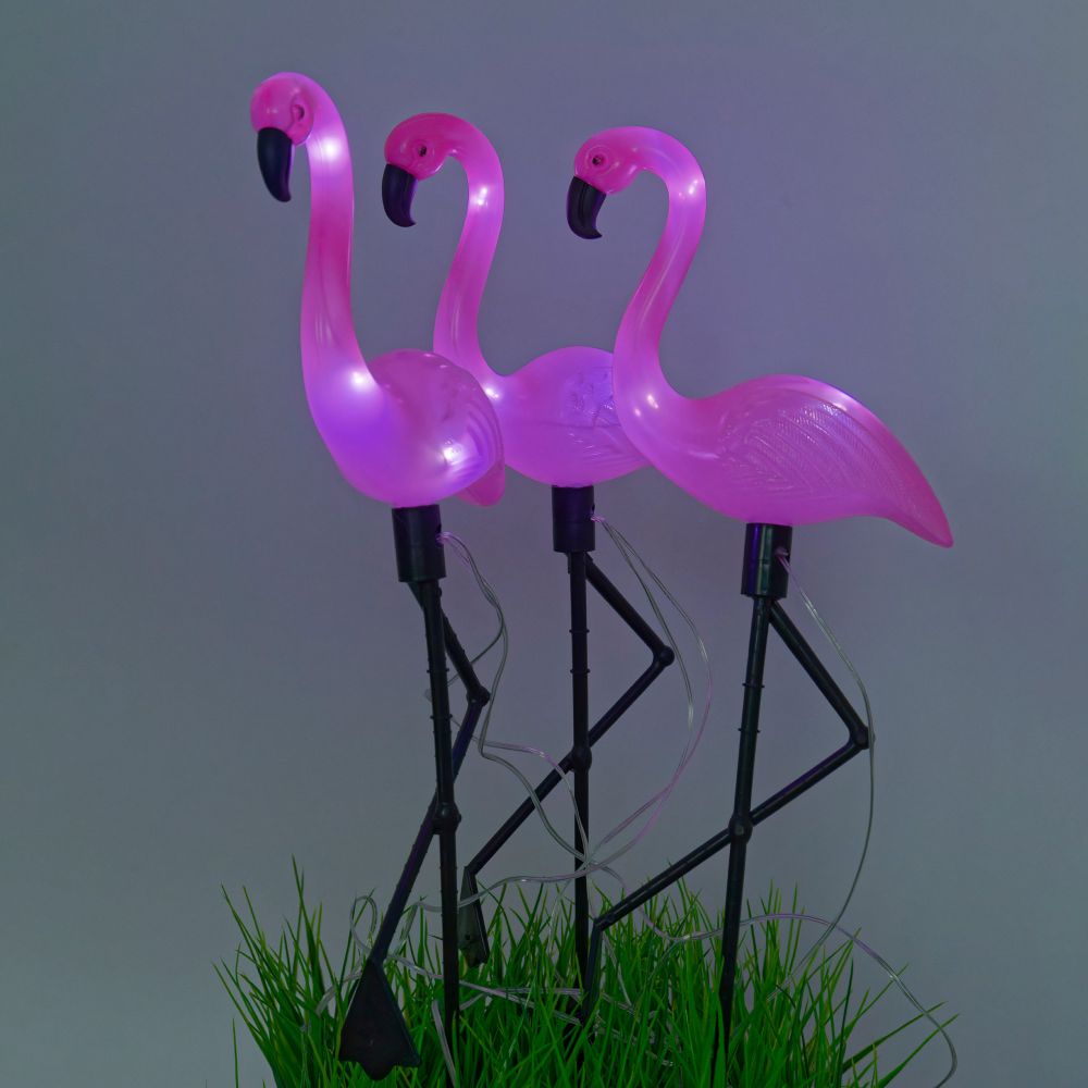 USL-S-833-PM530 FLAMINGO SET3 Садовый светильник на солнечной батарее Фламинго. в комплекте из 3 штук. 6 светодиодов. Белый свет. 1xАA Ni-Mh аккумулятор в-к. IP44. TM Uniel
