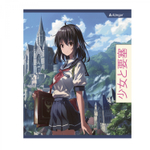 Тетрадь 48л., А5, линия, Alingar "Anime", скрепка, мелованный картон (стандарт), блок офсет, 4 дизайна в пленке т/у